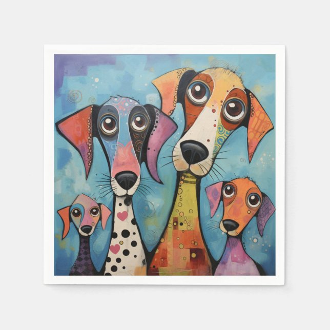 Colourful Dog Abstract Art Cartoon-style Napkin (Front)