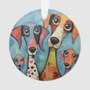 Colourful Dog Abstract Art Cartoon-style Ornament
