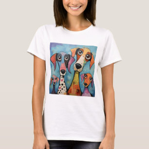 Colourful Dog Abstract Art Cartoon-style T-Shirt