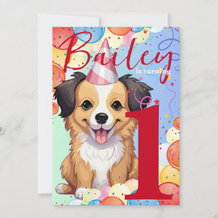 Colourful Dog Birthday Party Invitation