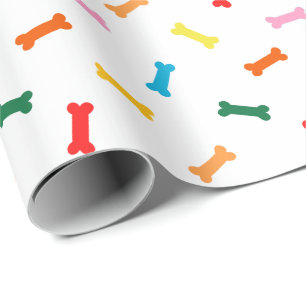 Colourful Dog Biscuit Bones Wrapping Paper For