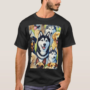 Colourful Dog Breed Collage T-Shirt