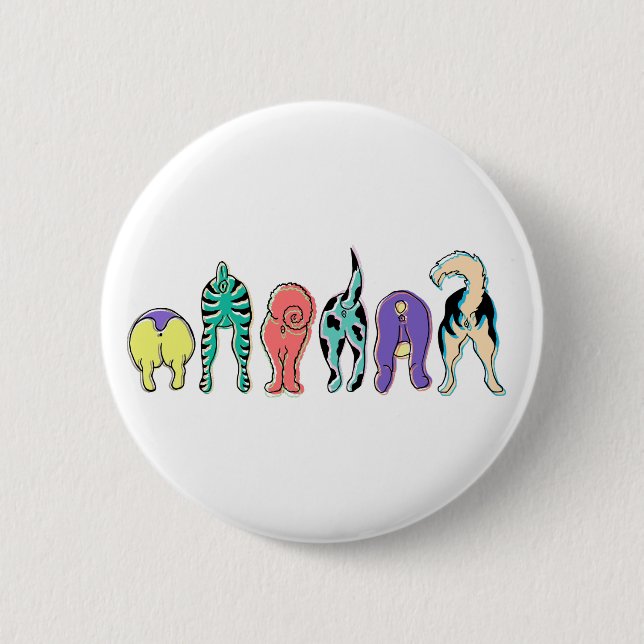 Colourful Dog Butts 6 Cm Round Badge (Front)