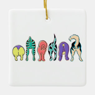 Colourful Dog Butts Ceramic Ornament