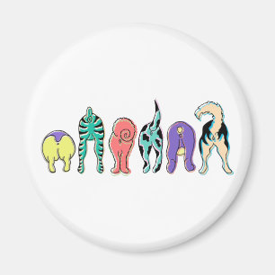 Colourful Dog Butts Magnet