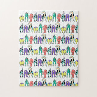 Colourful Dog Butts Pattern Jigsaw Puzzle