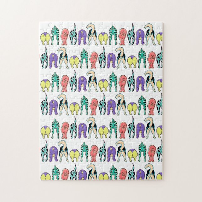 Colourful Dog Butts Pattern Jigsaw Puzzle (Vertical)