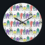 Colourful Dog Butts Pattern Large Clock<br><div class="desc">A repeating pattern of colourful dogs showing off their cute butts.</div>