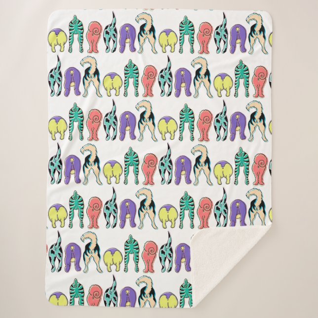 Colourful Dog Butts Pattern Sherpa Blanket (Front)