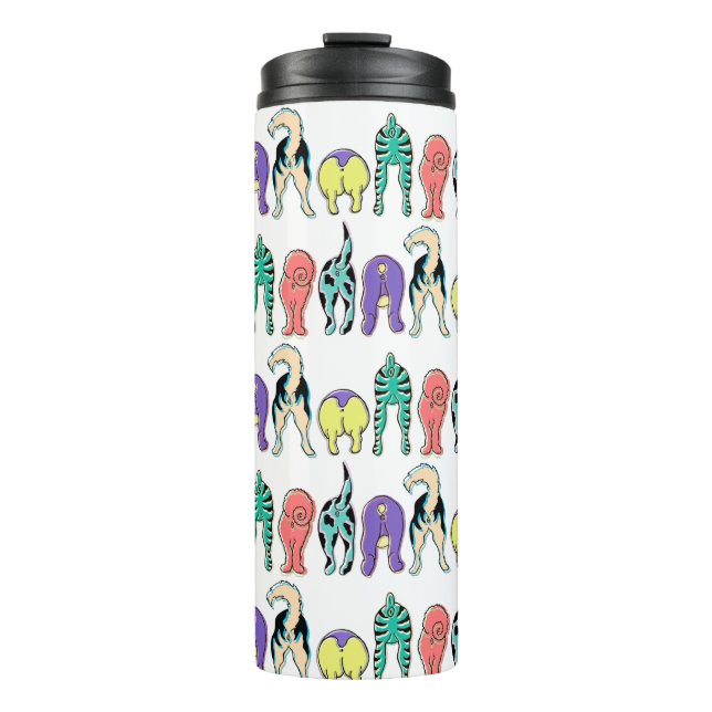 Colourful Dog Butts Pattern Thermal Tumbler (Front)