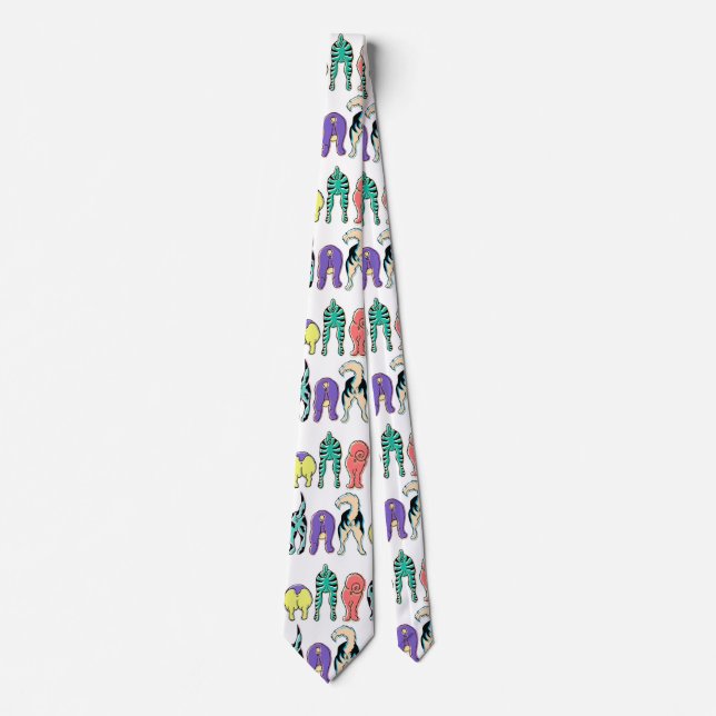 Colourful Dog Butts Pattern Tie (Front)