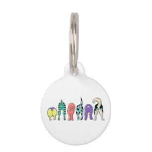 Colourful Dog Butts Pet Tag