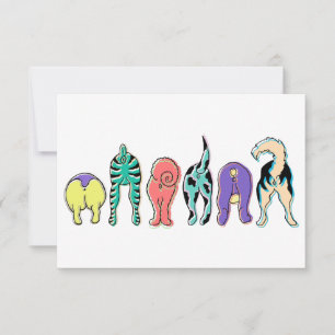Colourful Dog Butts Thank You Card