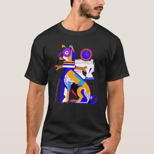 Colourful dog constructivism artwork dog portrait  T-Shirt (Front)