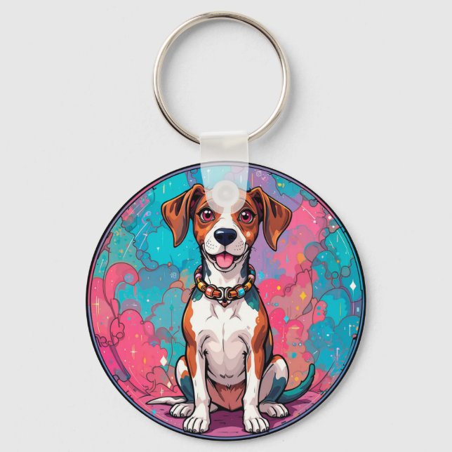 🐶 Colourful Dog For Everyday Carry 🐶 Key Ring (Front)