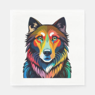 colourful dog graphic -   napkin