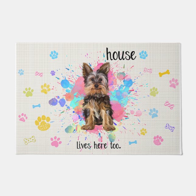 Colourful Dog House Present, Cute Dog Doormat (Front)