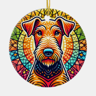 Colourful dog Illustration Ceramic Ornament