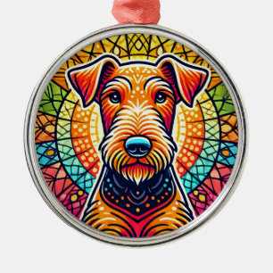 Colourful dog Illustration Metal Ornament