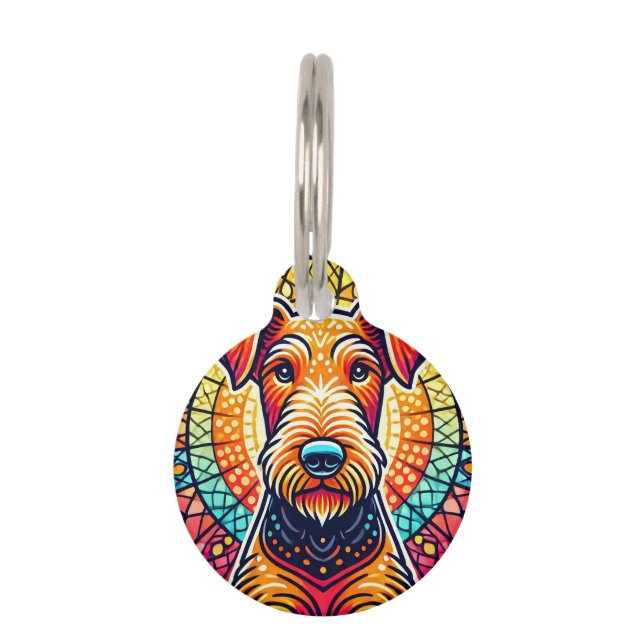 Colourful dog Illustration Pet Tag (Front)