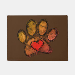 Colourful Dog Lover Drawing Watercolor Doormat