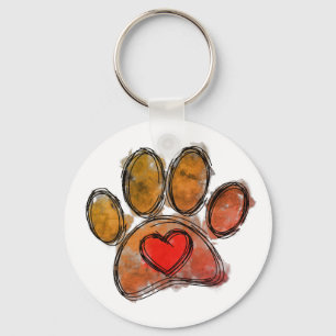 Colourful Dog Lover Drawing Watercolor Key Ring