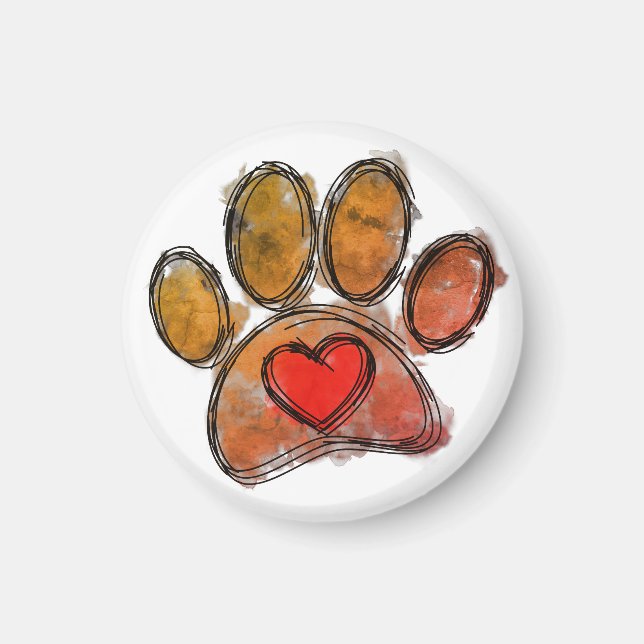 Colourful Dog Lover Drawing Watercolor Magnet (Front)