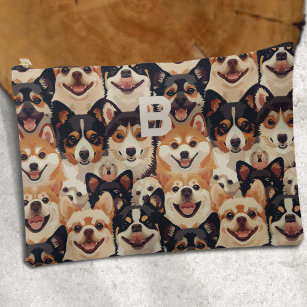 Colourful dog, monogram animal pattern accessory pouch