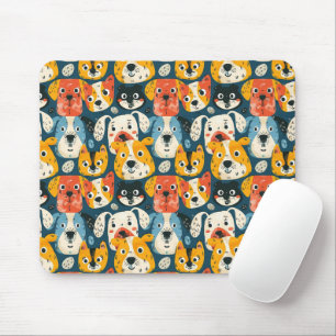 Colourful Dog Pattern Mouse Pad
