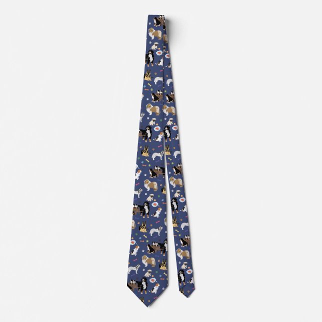Colourful Dog Pattern Tie (Front)