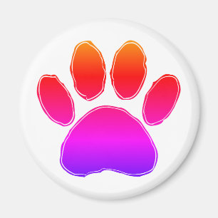 Colourful Dog Paw Drawing Magnet