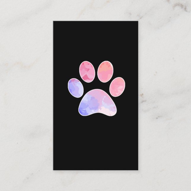 Colourful dog paw print dog lover paw business card (Front)