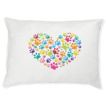Colourful dog paw print made of heart