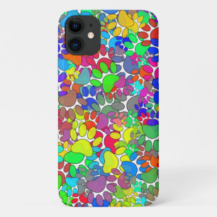 Colourful Dog Paw Print Pattern iPhone 11 Case