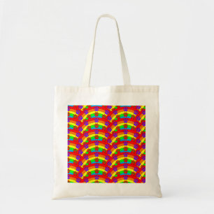 Colourful Dog Paw Prints On Rainbow Background Tote Bag
