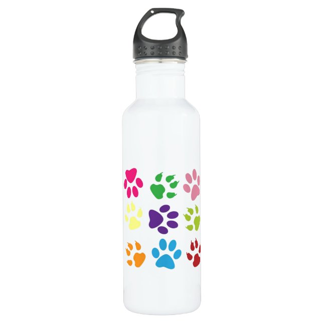 Colourful Dog Paws 710 Ml Water Bottle (Front)