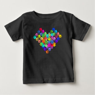 Colourful Dog Paws Heart Baby T-Shirt
