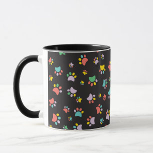 Colourful dog paws pattern mug