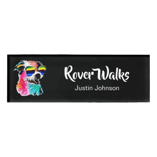 Colourful Dog Pet Professional  Name Tag (Front)