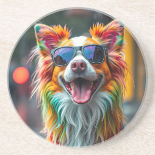 Colourful Dog Pop Art Splash Coaster