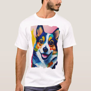 Colourful Dog Portrait - Corgi Painting T-Shirt