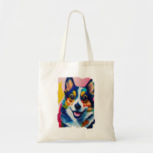 Colourful Dog Portrait - Corgi Painting Tote Bag