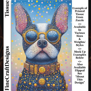 Colourful Dog Portrait, Pointillism DN5R Decoupage Tissue Paper