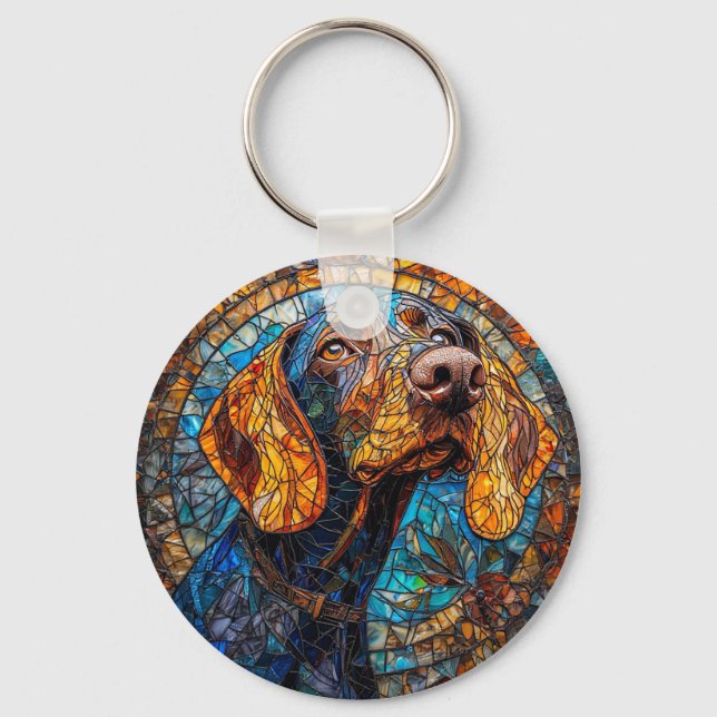 Colourful Dog Portrait Stylish Dog Lover Key Ring (Front)
