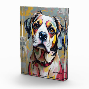 Colourful Dog Portrait – Vibrant Abstract Pet Art Photo Block