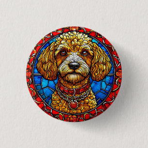 Colourful Dog Stained Glass Portrait 3 Cm Round Badge