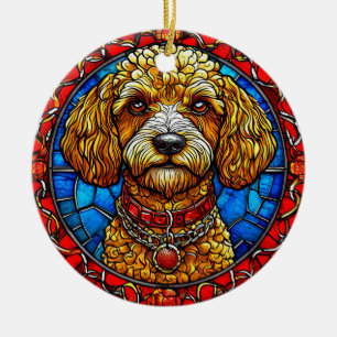 Colourful Dog Stained Glass Portrait Ceramic Ornament