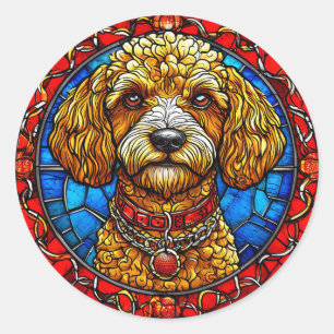 Colourful Dog Stained Glass Portrait Classic Round Sticker