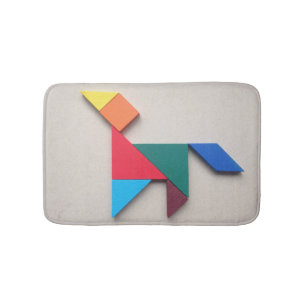 Colourful dog Tangram Bath Mat