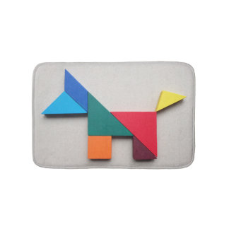 Colourful dog Tangram Bath Mat